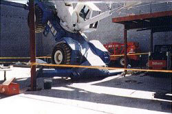 Overturned crane